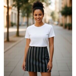 Forever 21 Womens Mini Skirt Size Small Y2k 90s Stripes Academia Preppy Grunge